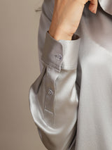[Light Gray] SilkSilky-AU Long Sleeve Lapel Collar Women's Shirt 005