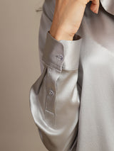 [Light Gray] SilkSilky-AU Long Sleeve Lapel Collar Women's Shirt 005