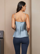 [Grayish Blue] SilkSilky-AU Spaghetti Strap V Neck Camisole 003