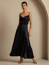 [Black] SilkSilky-AU Spaghetti Strap Cowl Neck Women's Outfit Sets 009