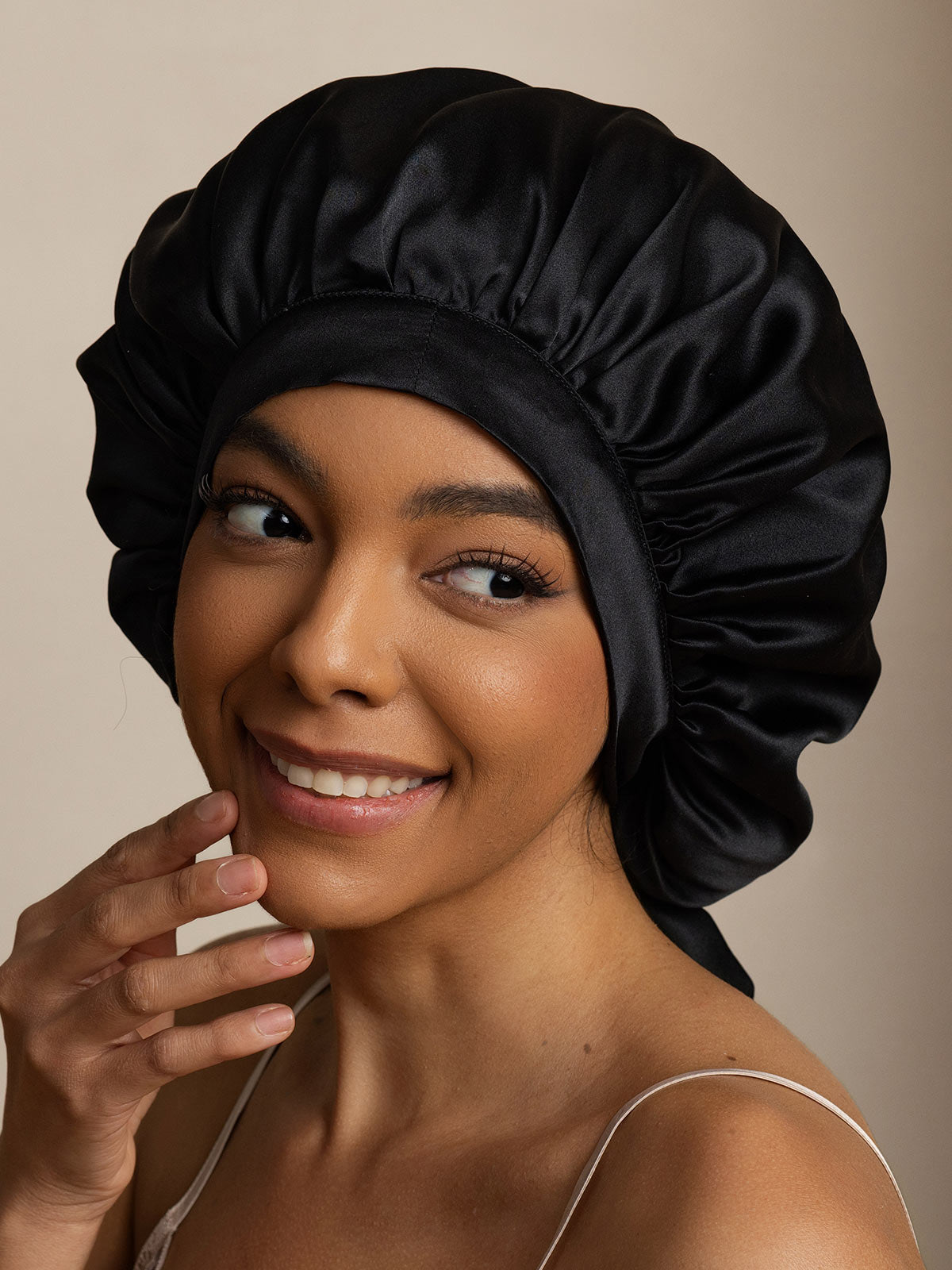 SilkSilky-AU Pure Silk Sleep Cap Black 003