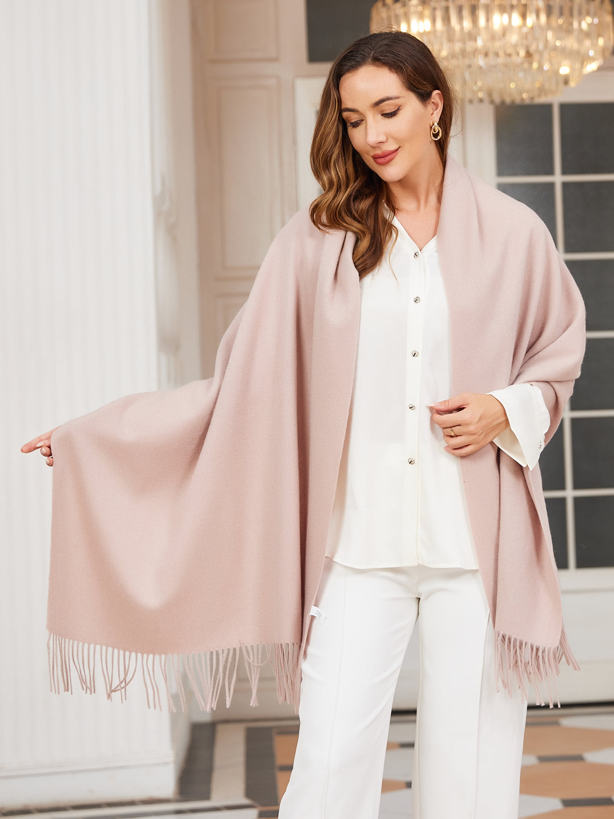 [Light Beige] SilkSilky-AU Wool Scarf 001