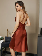 [Caramel] SilkSilky-AU Sleeveless V Neck Nightgown 004