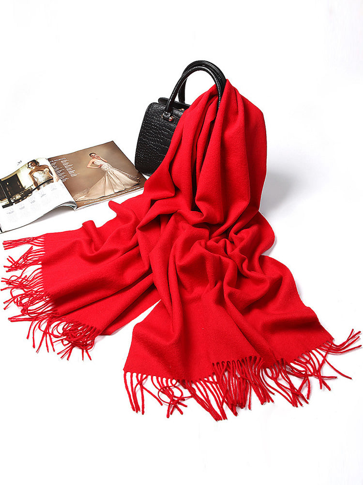 [Red] SilkSilky-AU Wool Scarf 005
