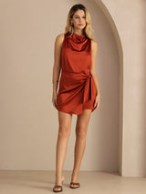 [Caramel] SilkSilky-AU Sleeveless Cowl Neck Dress 007