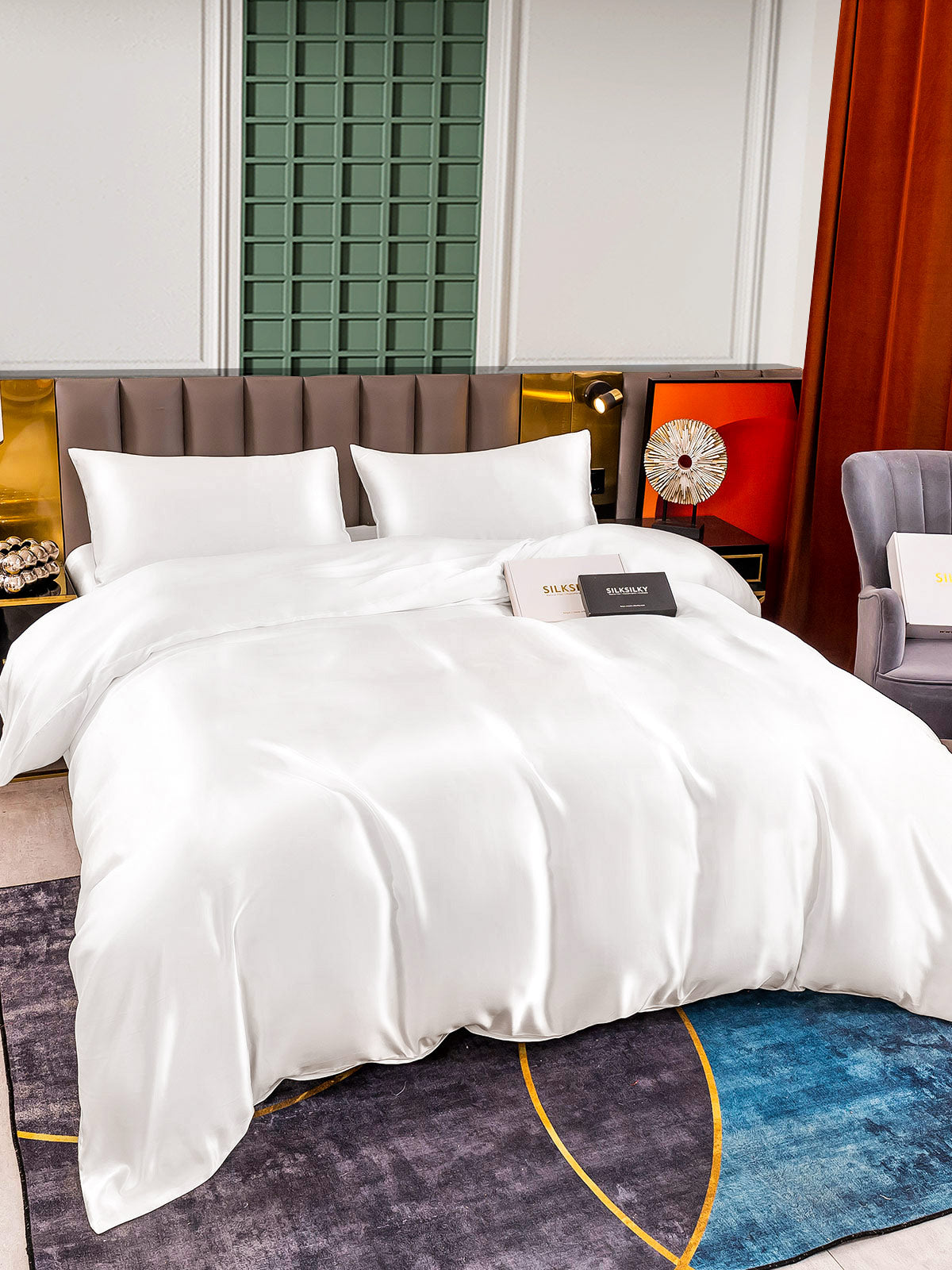 [White] SilkSilky-AU 25Momme Bedding Set 005