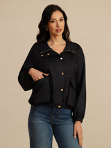 [Black] SilkSilky-AU Silk Satin Surah Long Sleeve High Neck Women's Outerwear 003