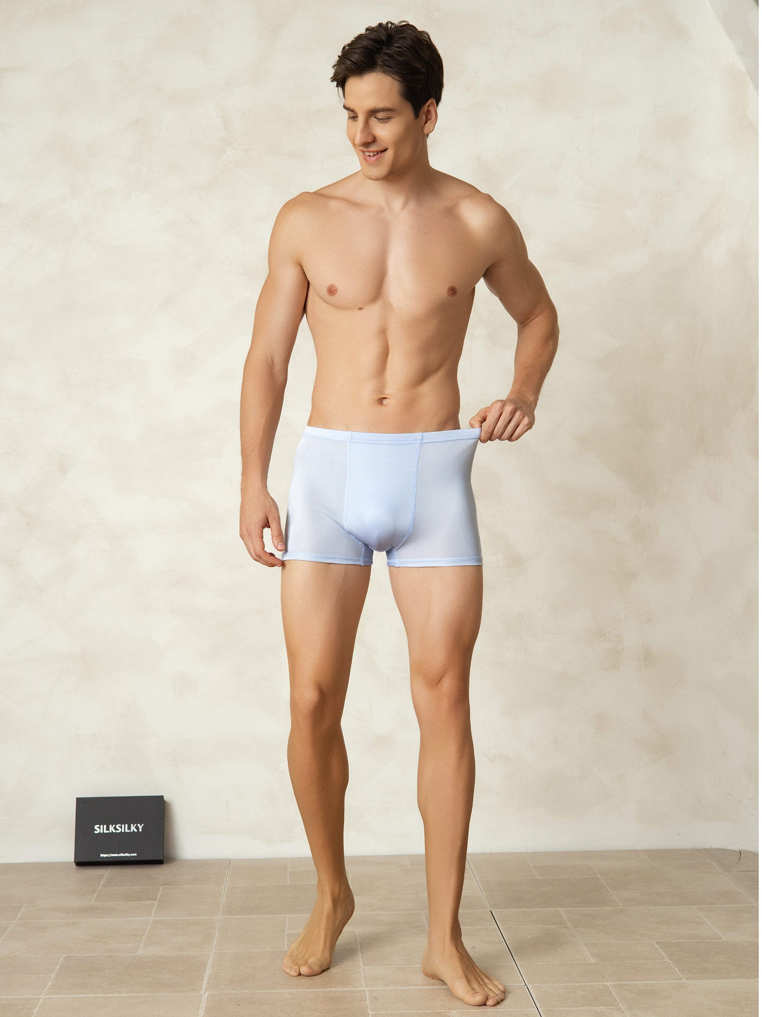[Light Blue] SilkSilky-AU Silk Knitted Mens Underwear 004
