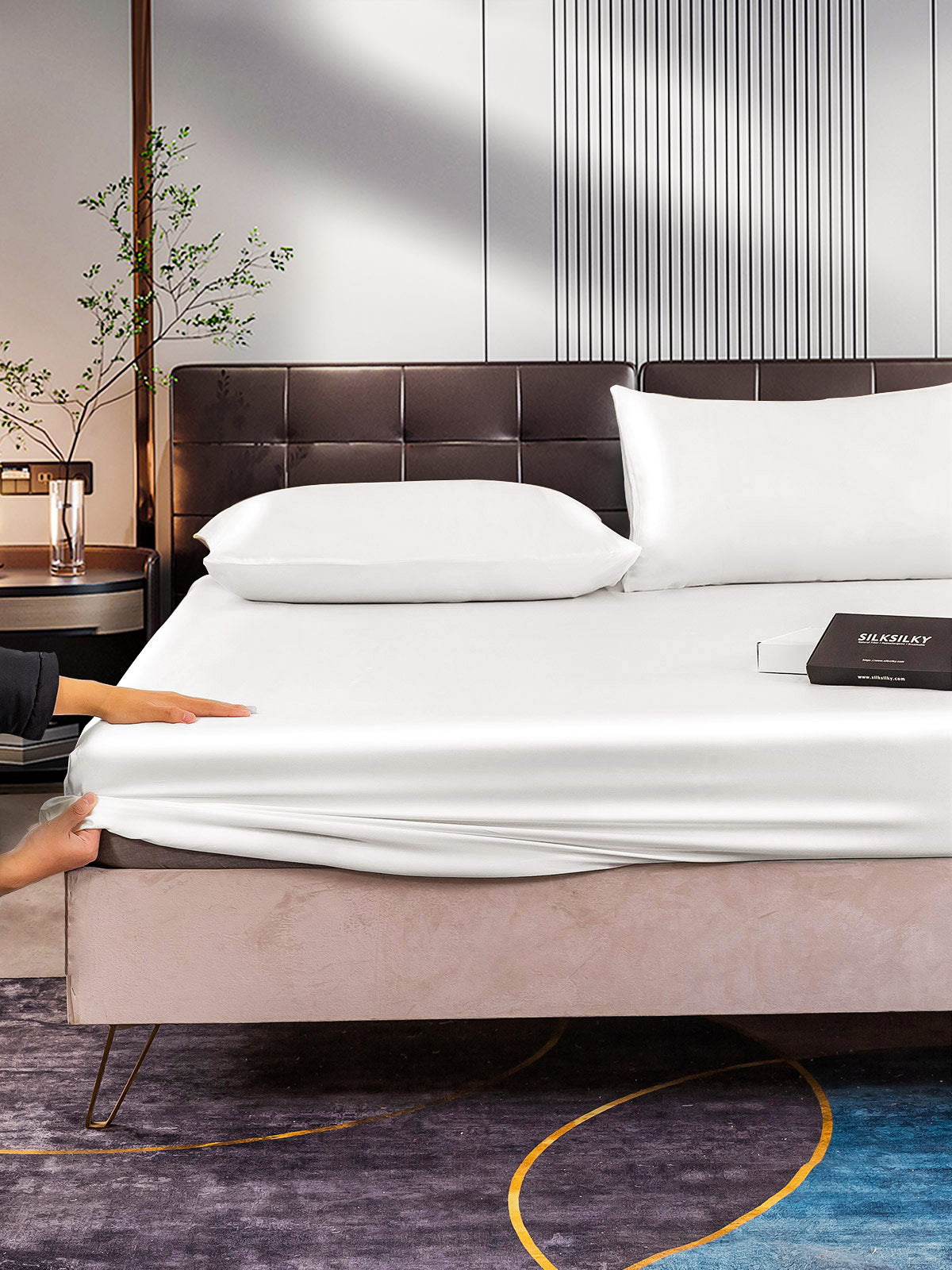 [White] SilkSilky-AU 22Momme Bedding Set 006