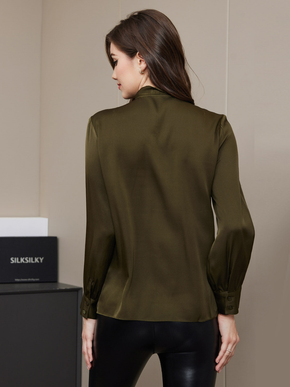 Bow Tie Silk Blouse Shirt