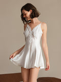 SilkSilky-AU Pure Silk Deep V Neck Dress White 001