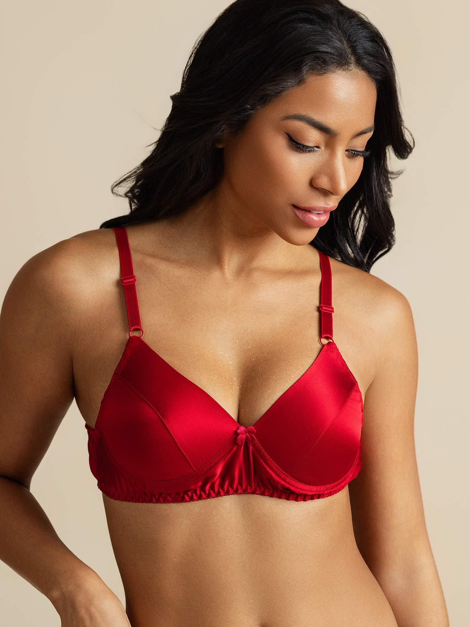 [Red] SilkSilky-AU Pure Silk Bra 007,