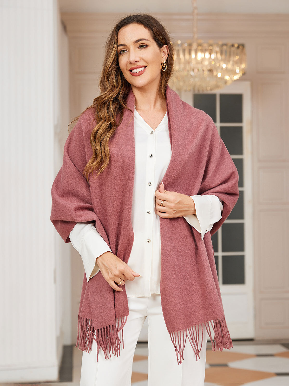 [Pale Mauve] SilkSilky-AU Wool Scarf 003