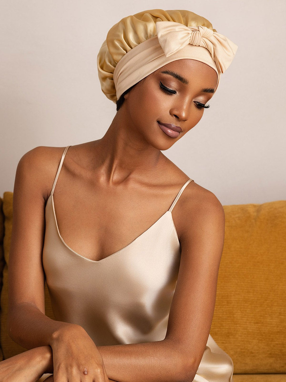 SilkSilky-AU Pure Silk Sleep Cap Champagne 005