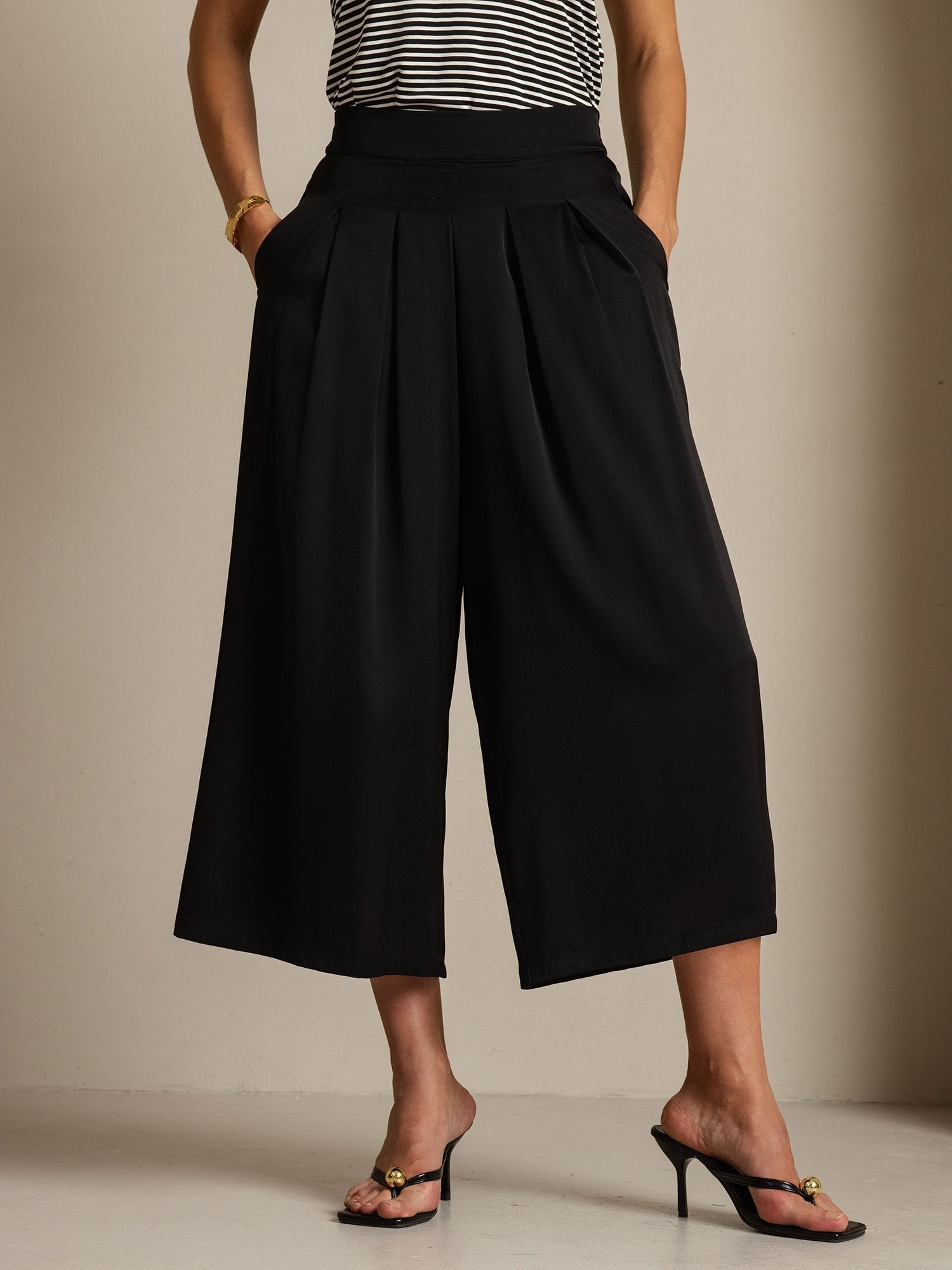 [Black] SilkSilky-AU 19Momme Silk Womens Pants 001