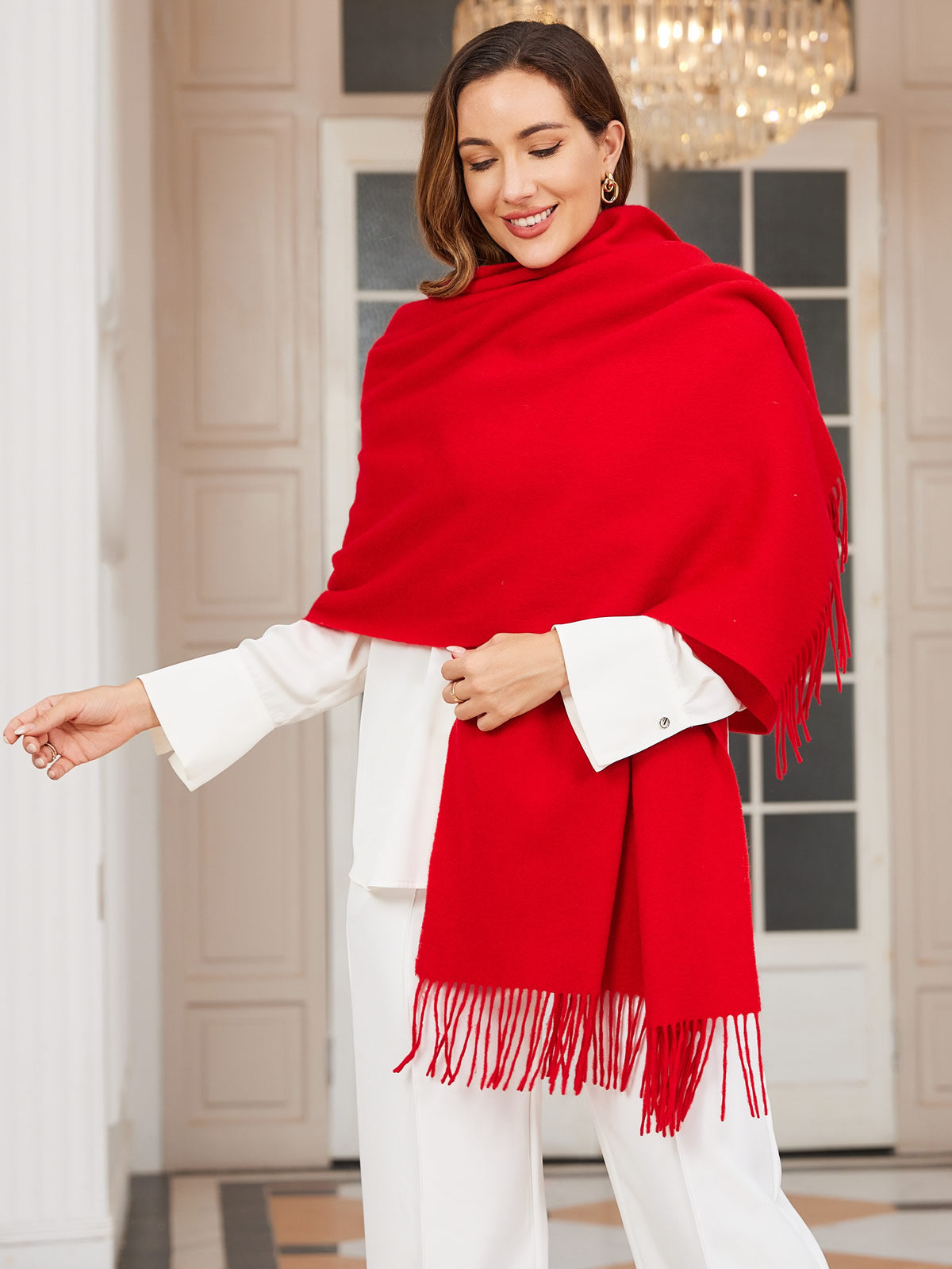 [Red] SilkSilky-AU Wool Scarf 002