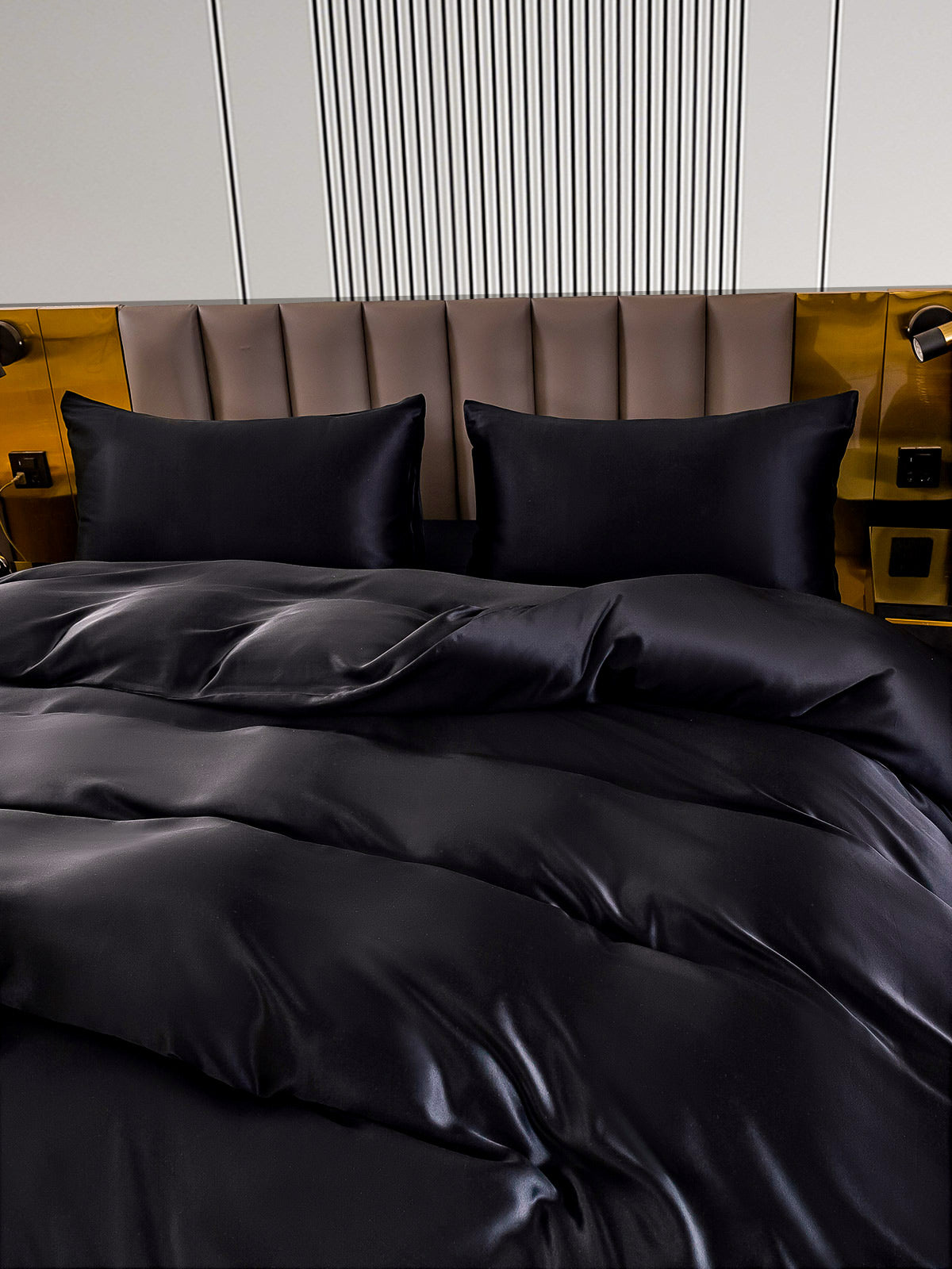 [Black] SilkSilky-AU 22Momme Bedding Set 004