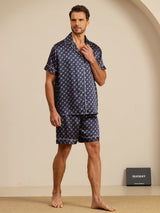 [Navy Chain] SilkSilky-AU Short Sleeve Lapel Collar Men's Pyjamas 007