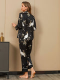 SilkSilky AU Pure Silk Long Sleeve Lapel Women's Pyjamas Black 002