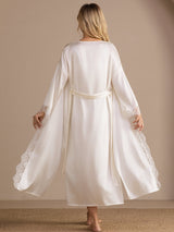 [White] SilkSilky-AU 3/4 Sleeve Womens Robe 002