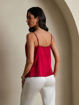 [Wine] SilkSilky-AU Spaghetti Strap Cowl Neck Camisole 002