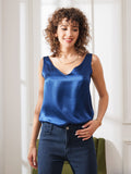 SilkSilky AU Pure Silk Sleeveless V Neck Camisole DarkBlue 001