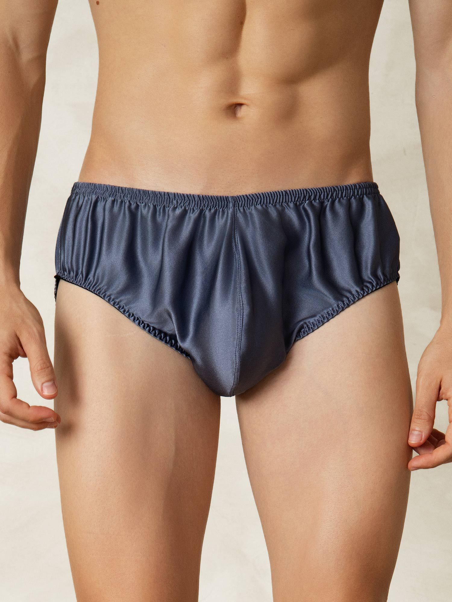 [GrayishBlue] SilkSilky-AU Pure Silk Mens Underwear 001