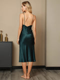 SilkSilky-AU-19Momme-Pure-Silk-Sleeveless-V-Neck-Dress-Dark-Green-002