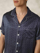 [NavyGinkgo] SilkSilky-AU Pure Silk Lapel Collar Men's Pyjamas 007