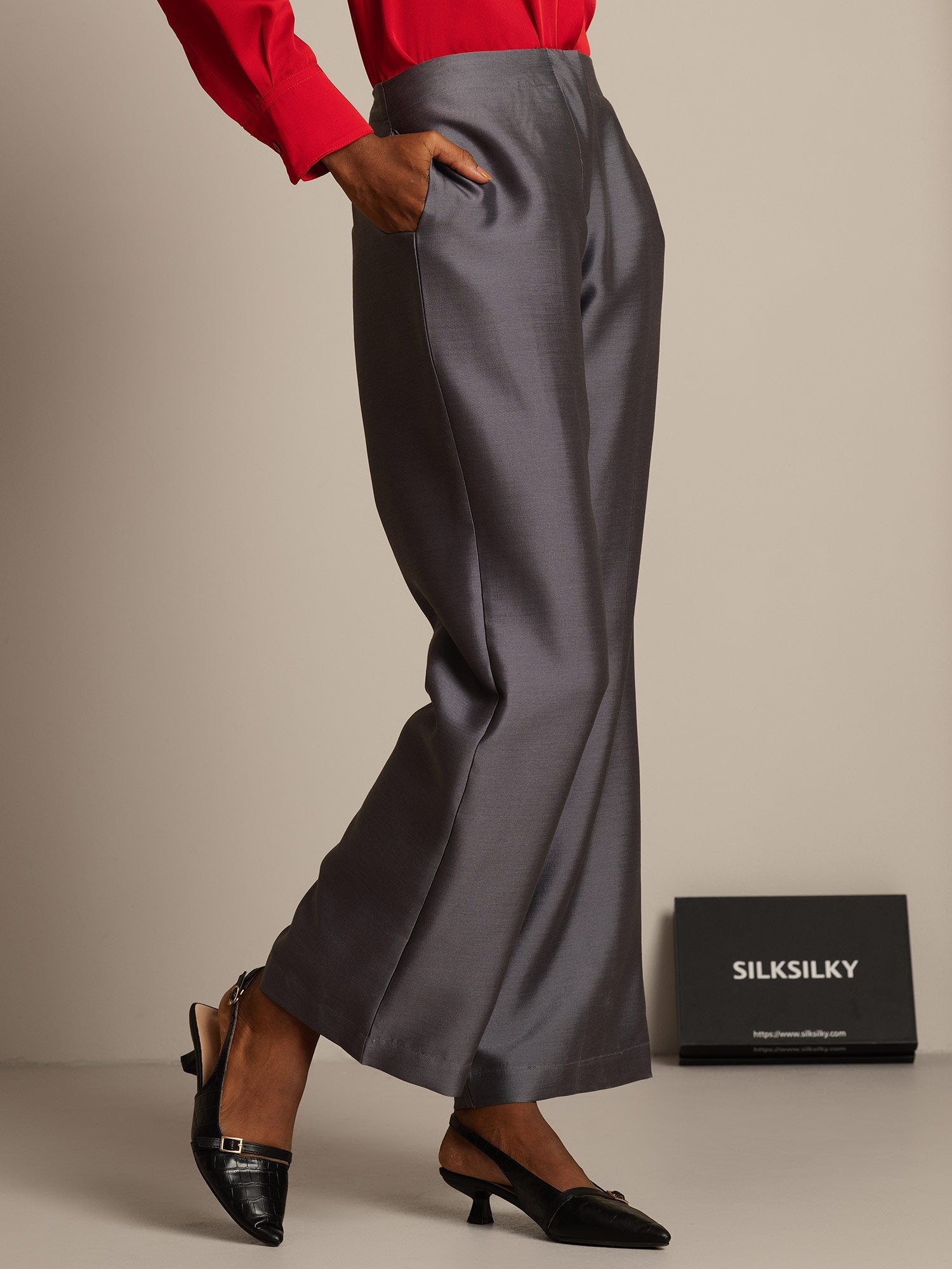 [Gray] SilkSilky-AU 32Momme Wool Womens Pants 003,