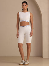 [White] SilkSilky-AU Sleeveless Crew Neck Women's Outfit Sets 006