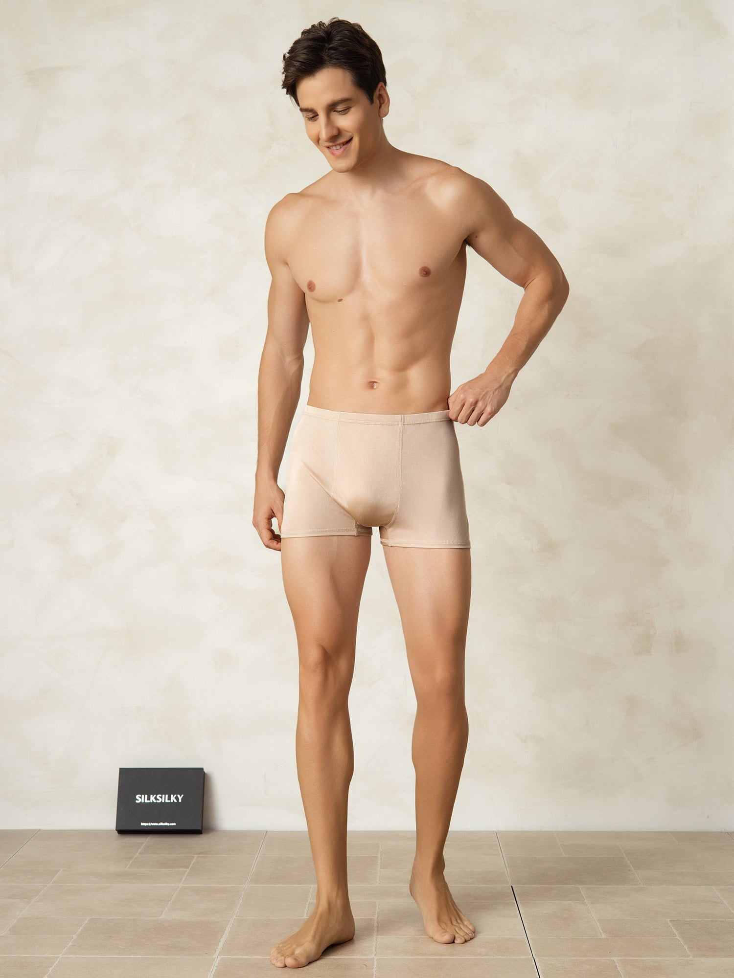 [Beige] SilkSilky-AU Silk Knitted Mens Underwear 004