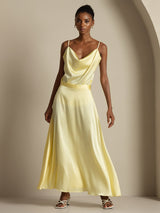 [Light Yellow] SilkSilky-AU Spaghetti Strap Cowl Neck Women's Outfit Sets 001