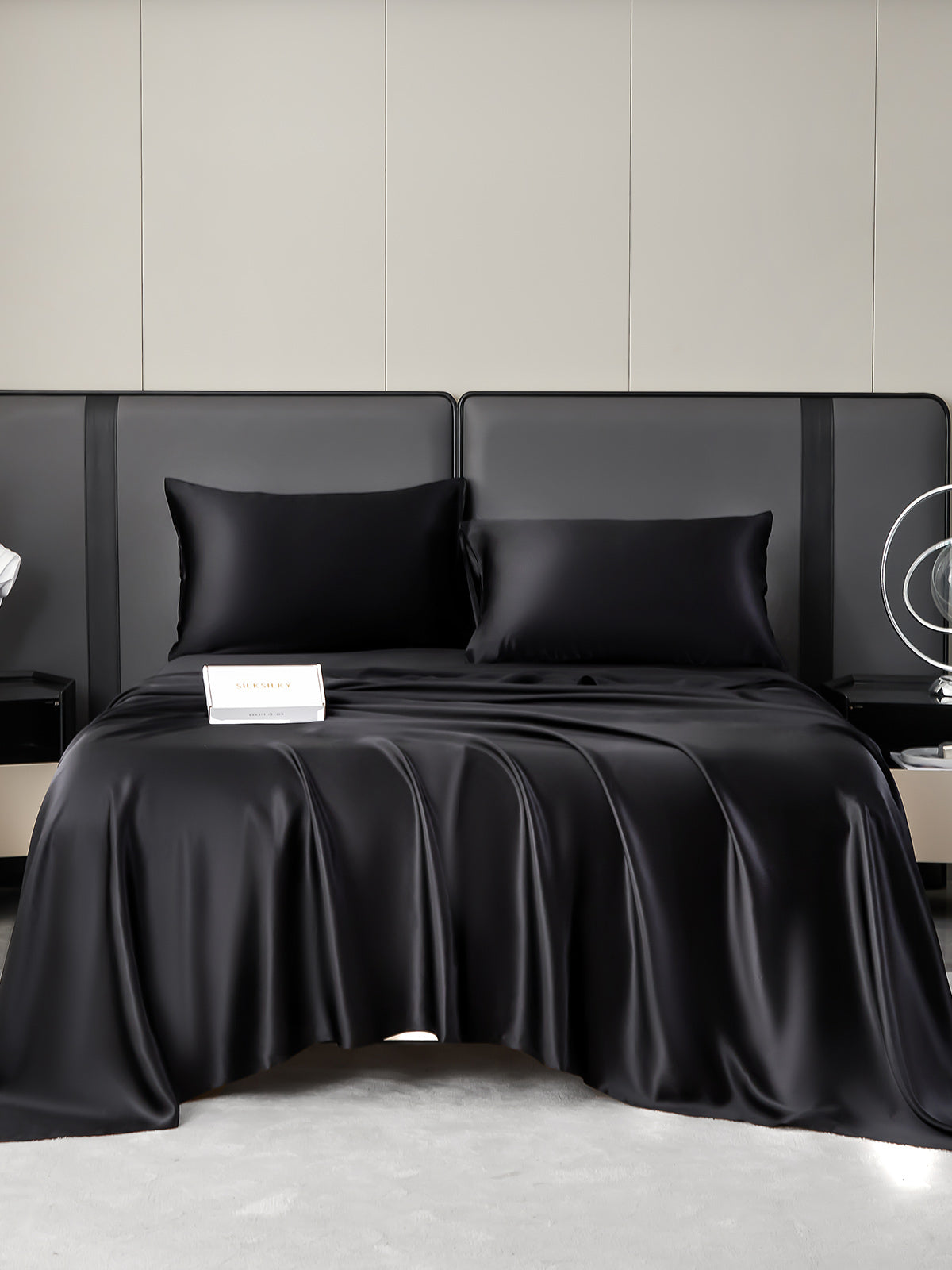 [Black] SilkSilky-AU 19Momme Pure Silk Bedding Set 006