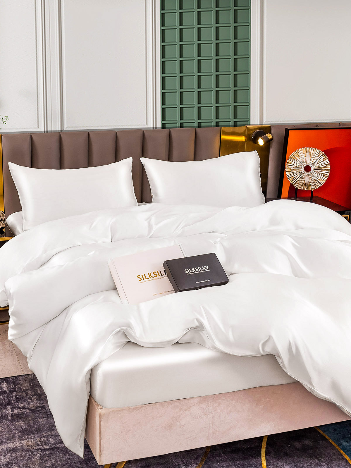 [White] SilkSilky-AU 25Momme Bedding Set 003