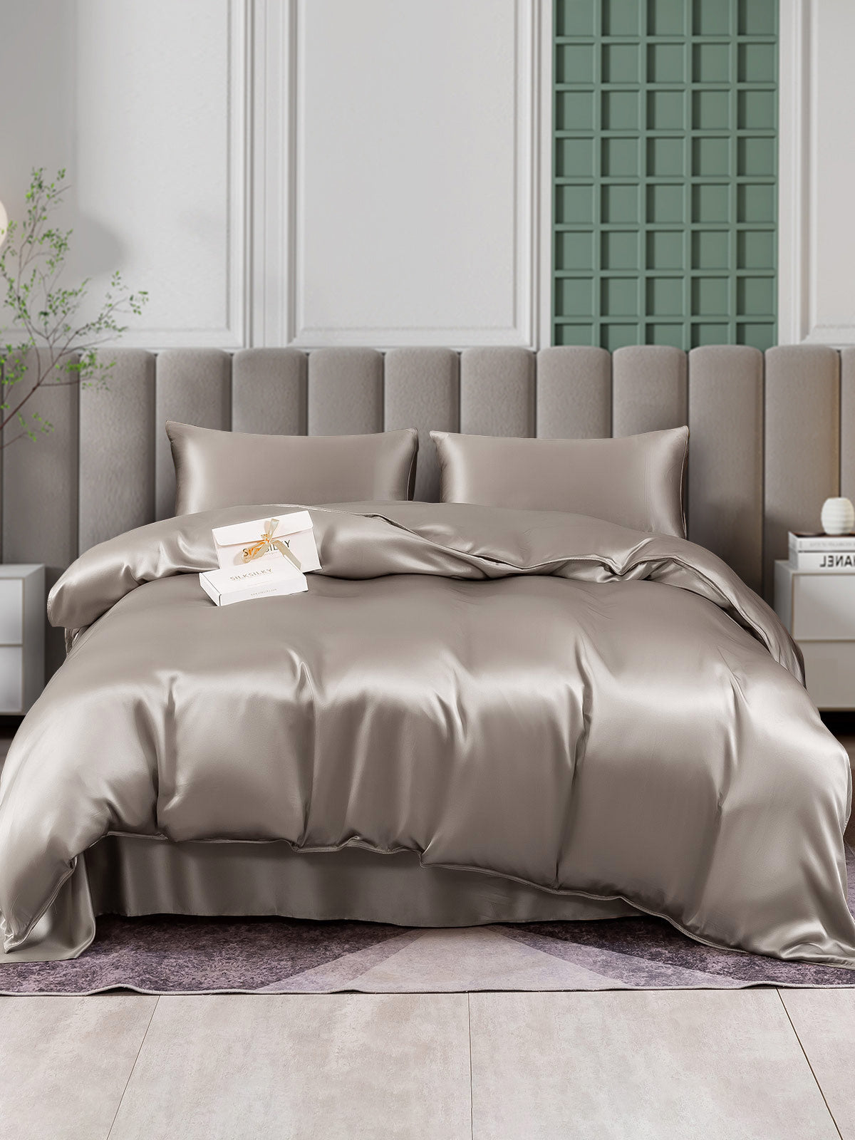 SilkSilky AU 25Momme Pure Silk Bedding Set Gray 001