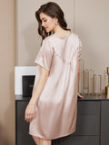 SilkSilky AU Pure Silk Short Sleeve Round Neck Nightgown Pink 009