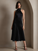 [Black] SilkSilky-AU Sleeveless Tie Neck Dress 004