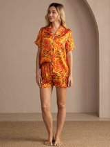 [Orange Dog] SilkSilky-AU Short Sleeve Lapel Collar Women's Pyjamas 006