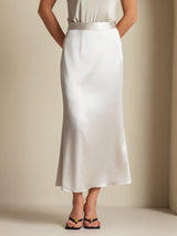[Light Gray] SilkSilky-AU 19Momme Stretch Silk Charmeuse Skirt 005