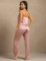 [Peach Skin] SilkSilky-AU 19Momme Machine-Washable Silk Spaghetti Strap Scoop Neck Camisole Set 002