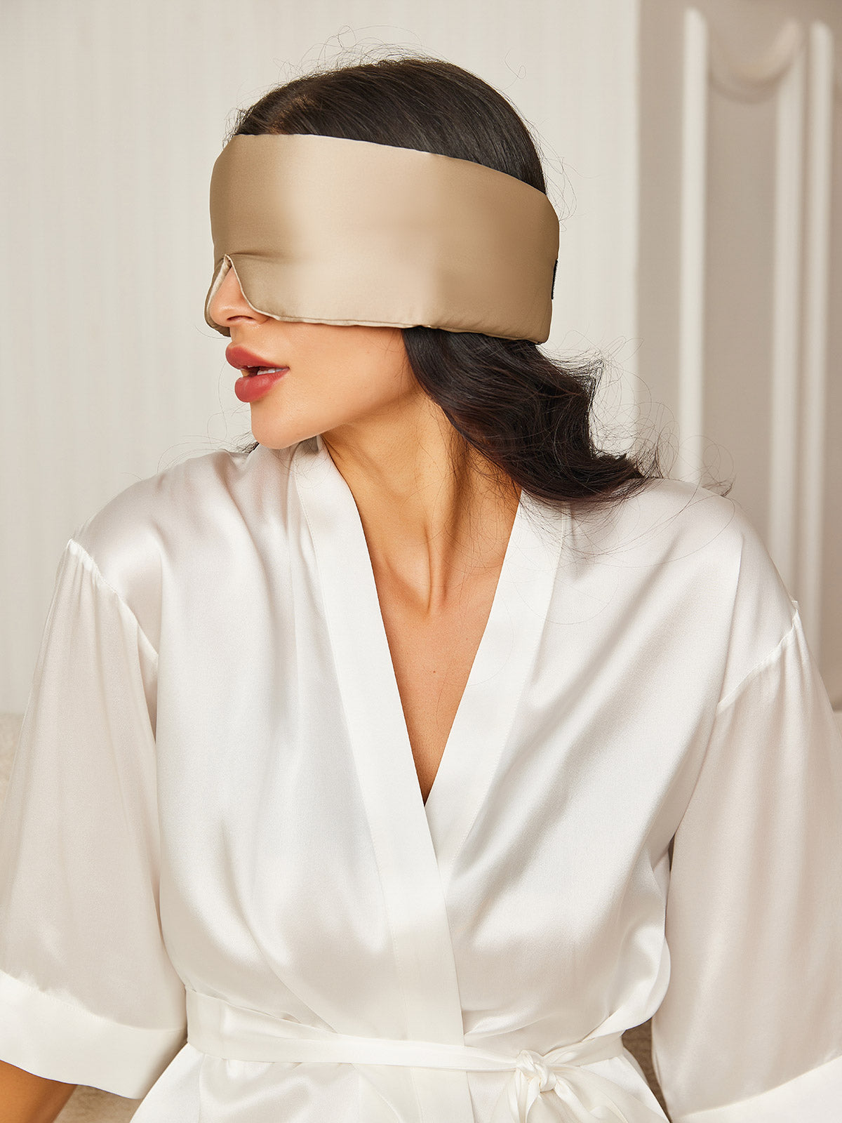 [Beige] SilkSilky-AU 19Momme Pure Silk Eye Mask 002