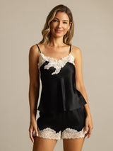 [Black] SilkSilky-AU Sleeveless V Neck Camisole Set 001
