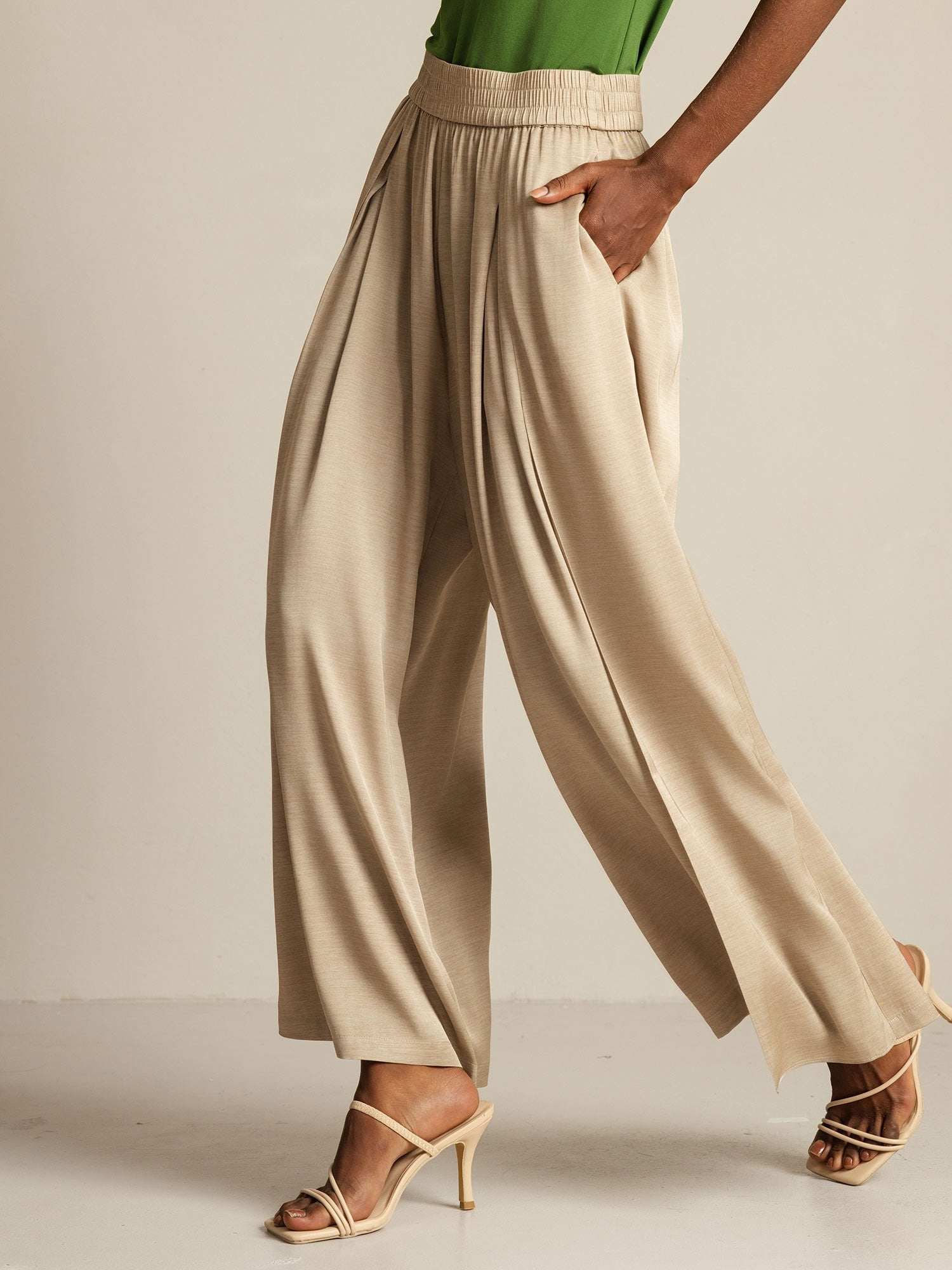 [Tan] SilkSilky-AU 19Momme Silk Womens Pants 008