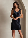 SilkSilky AU Pure Silk Sleeveless Round Neck Dress Black 003