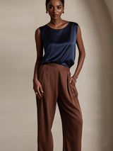 [Dark Blue] SilkSilky-AU Sleeveless Round Neck Camisole 003