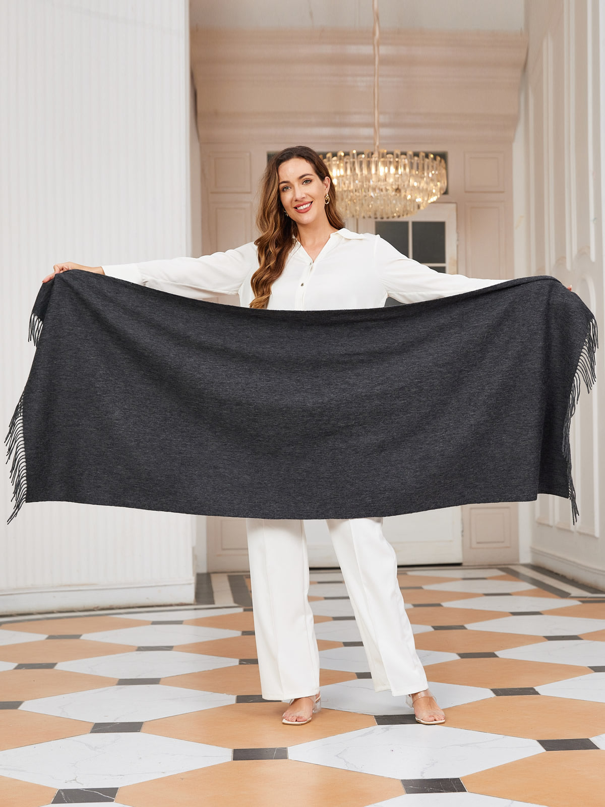 [Dark Gray] SilkSilky-AU Wool Scarf 004