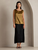 [Brown] SilkSilky-AU Sleeveless Round Neck Camisole 005