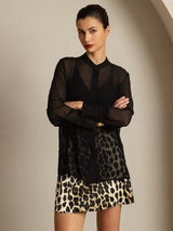 [Black] SilkSilky-AU Pure Silk Split Women's Shirt 006