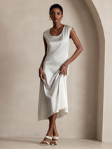 [White] SilkSilky-AU Cap Sleeve Dress 005